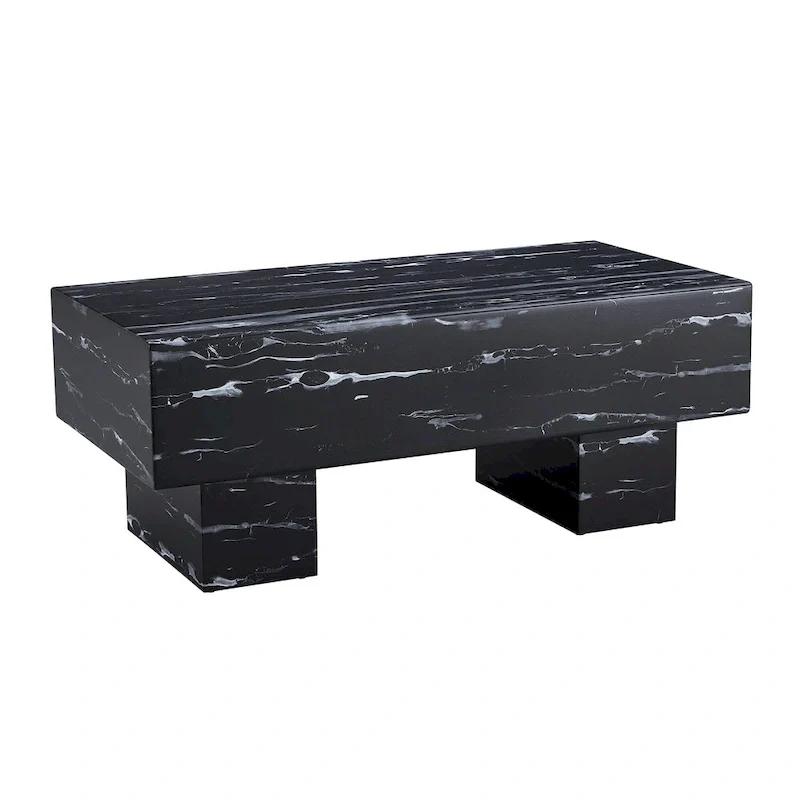43.3 MDF Coffee Table with Black Marble Texture, 300lbs Capacity