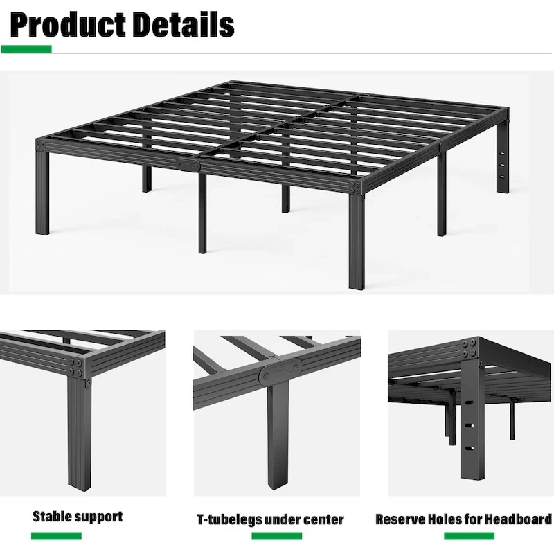14 Inch Heavy Duty Bed Frame, No Box Spring Needed, Noise Free