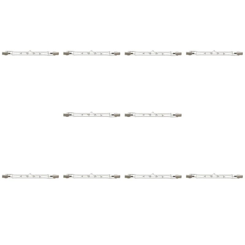 Bulbrite Pack of (10) 150 Watt 120V Dimmable Clear T3 Halogen Mini Light Bulbs with Double Ended (RSC) Base - Soft White Light