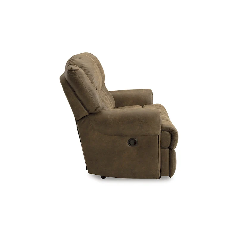 Faux Leather Reclining Loveseat – Brown, Pull-Tab, 2-Seat