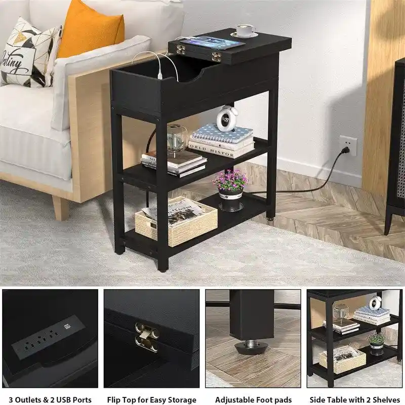End Table with Charging Station - 11D x 23.6W x 24.5H