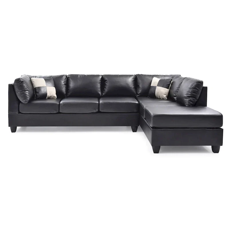 Malone L-shaped Reversible Faux Leather Sectional Sofa
