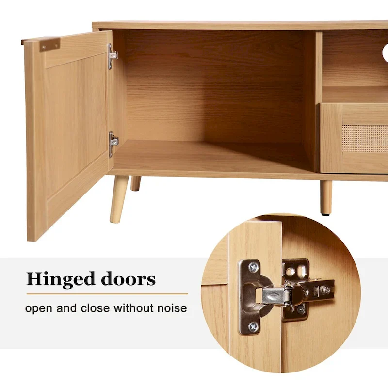 Modern Farmhouse Media Console with Solid Wood Legs