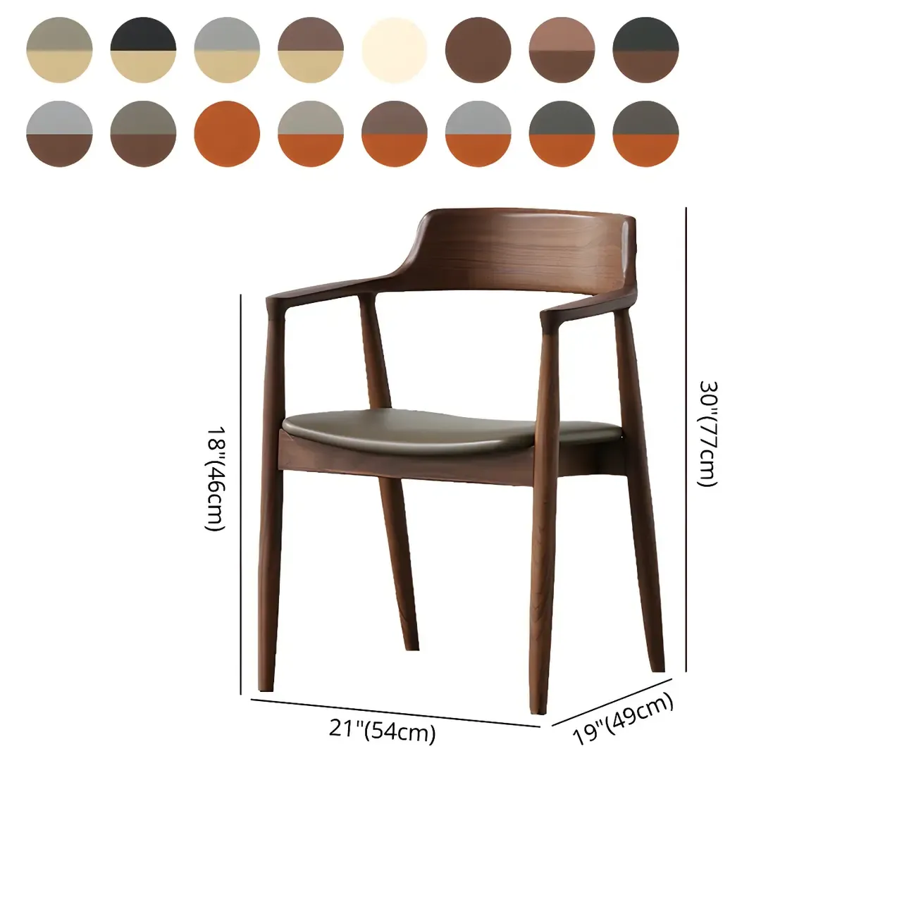 Mid Century Solid Wood Dining Chair Set of 2
