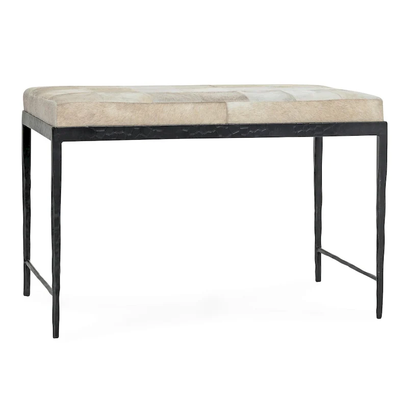 Classic Home Achen Leather Hide Ottoman Bench