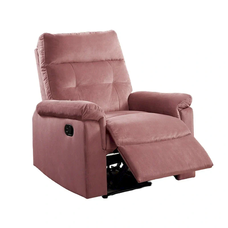Velvet Upholstered Manual Motion Single Recliner with Tufted Back
