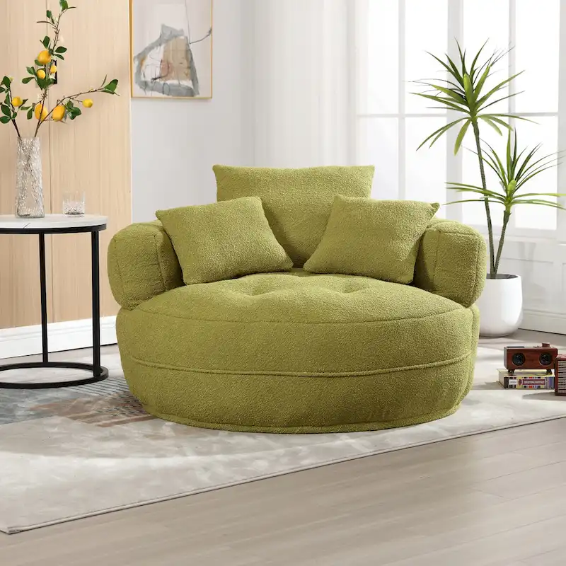 Circular wide living room fabric sofa, balcony homestay lazy sofa chair