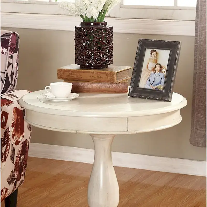 Round Wood Pedestal Side Table