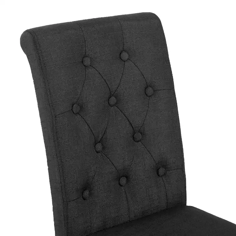 Fabric Upholstery Button Tufted Dining Chairs Set of 2