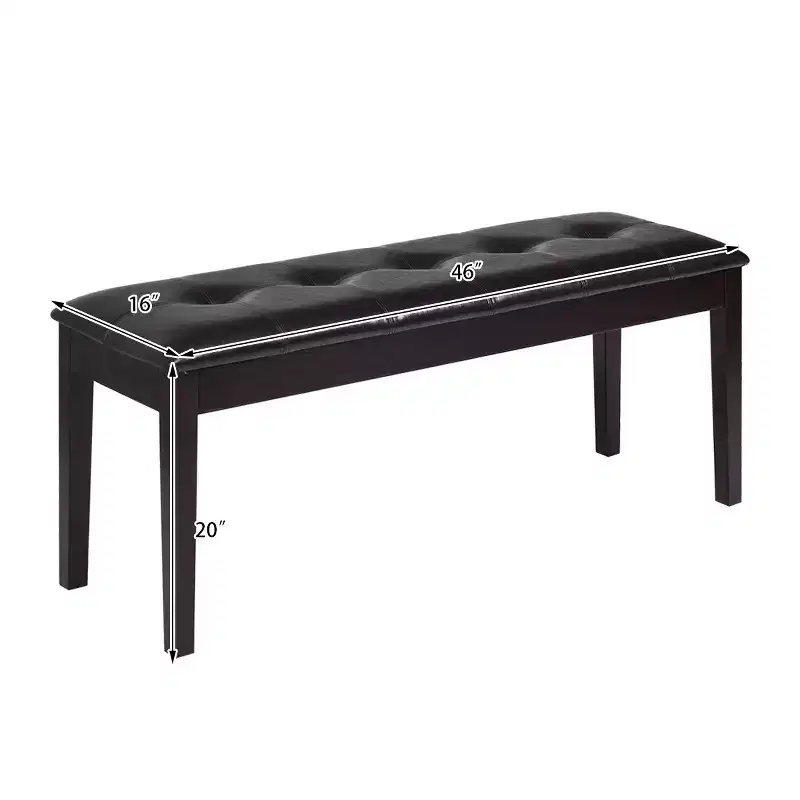 Costway Upholstered PU Dining Room Bench Solid Wood Button Tufted Dining Room Bench