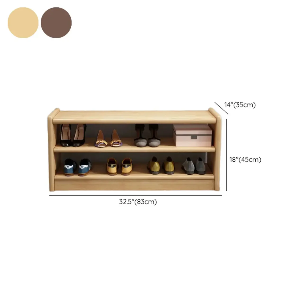 Scandinavian 2-Tier Upholstered Wood Shoe Rack Bench