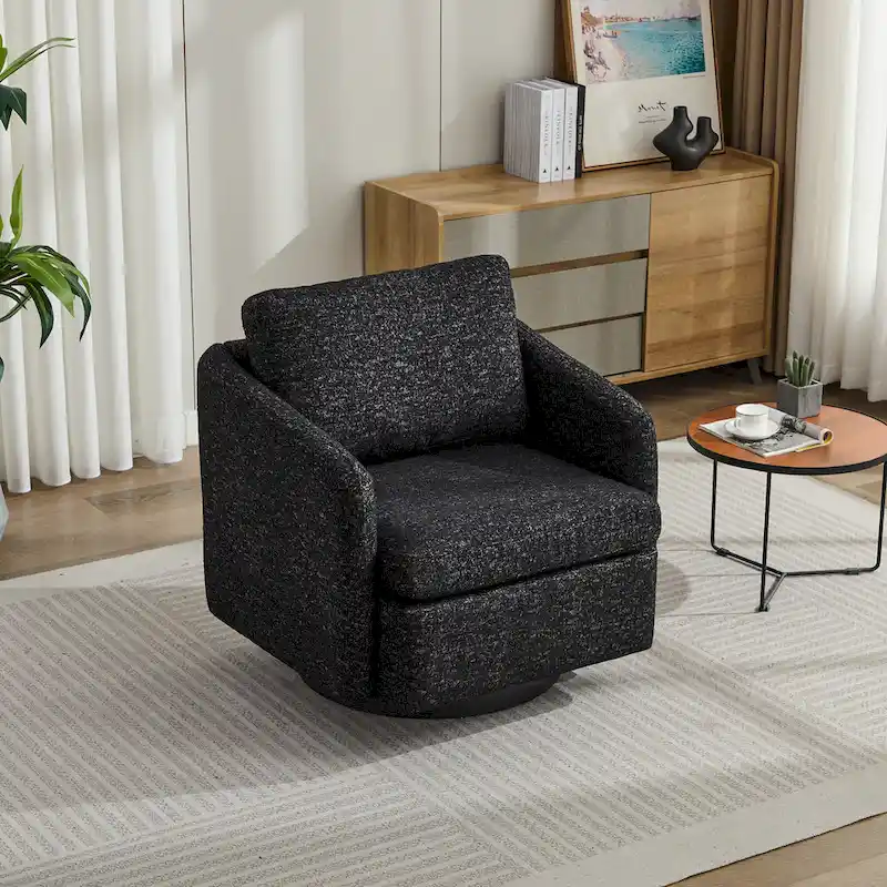 Black+ Gray 31.5 Chenille Swivel Accent Chair