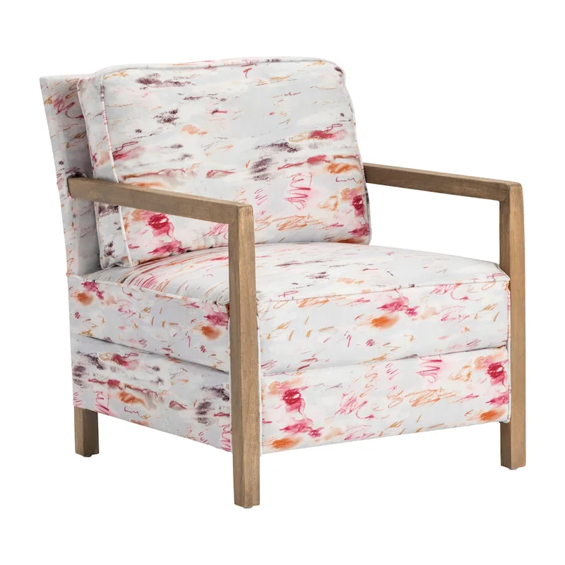 Soft Pink Abstract Patterned Accent Chair - 31.25 x 29.5 x 31