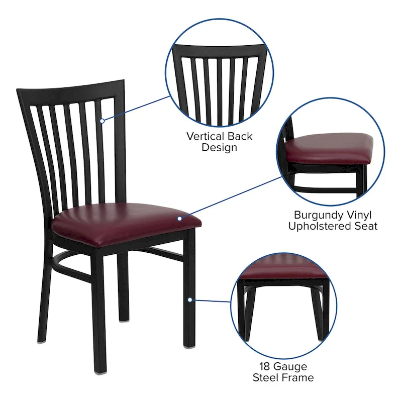 School House Back Metal Restaurant Chair - 17.25W x 18.75D x 34.75H - 17.25W x 18.75D x 34.75H