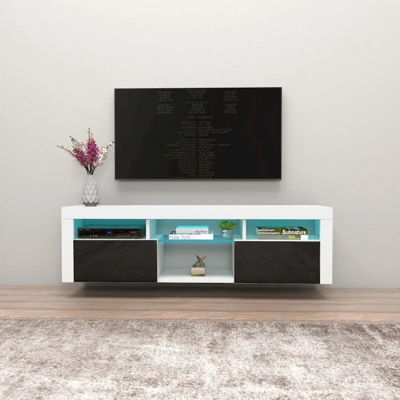 Bari 160 Wall Mounted Floating 63 TV Stand with 16 Color LEDs