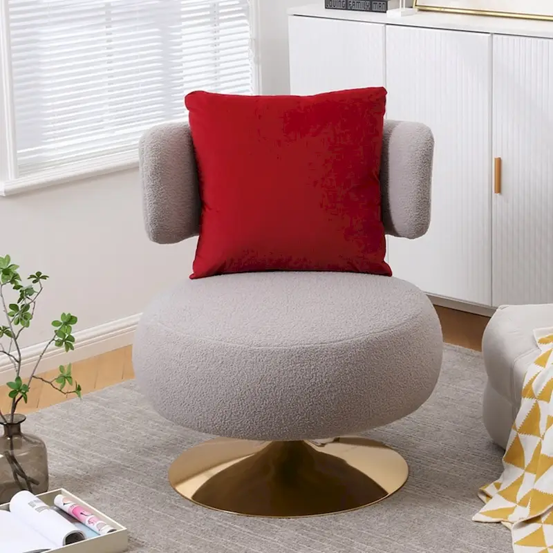 Fabric Swivel Round Barrel Chair
