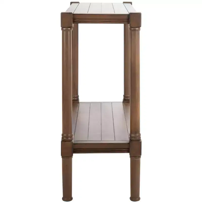 Console Table with Open Shelf – Brown / Distressed White