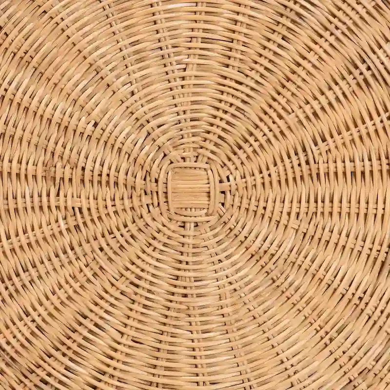 Round Rattan Side Table with Scalloped Pedestal Base