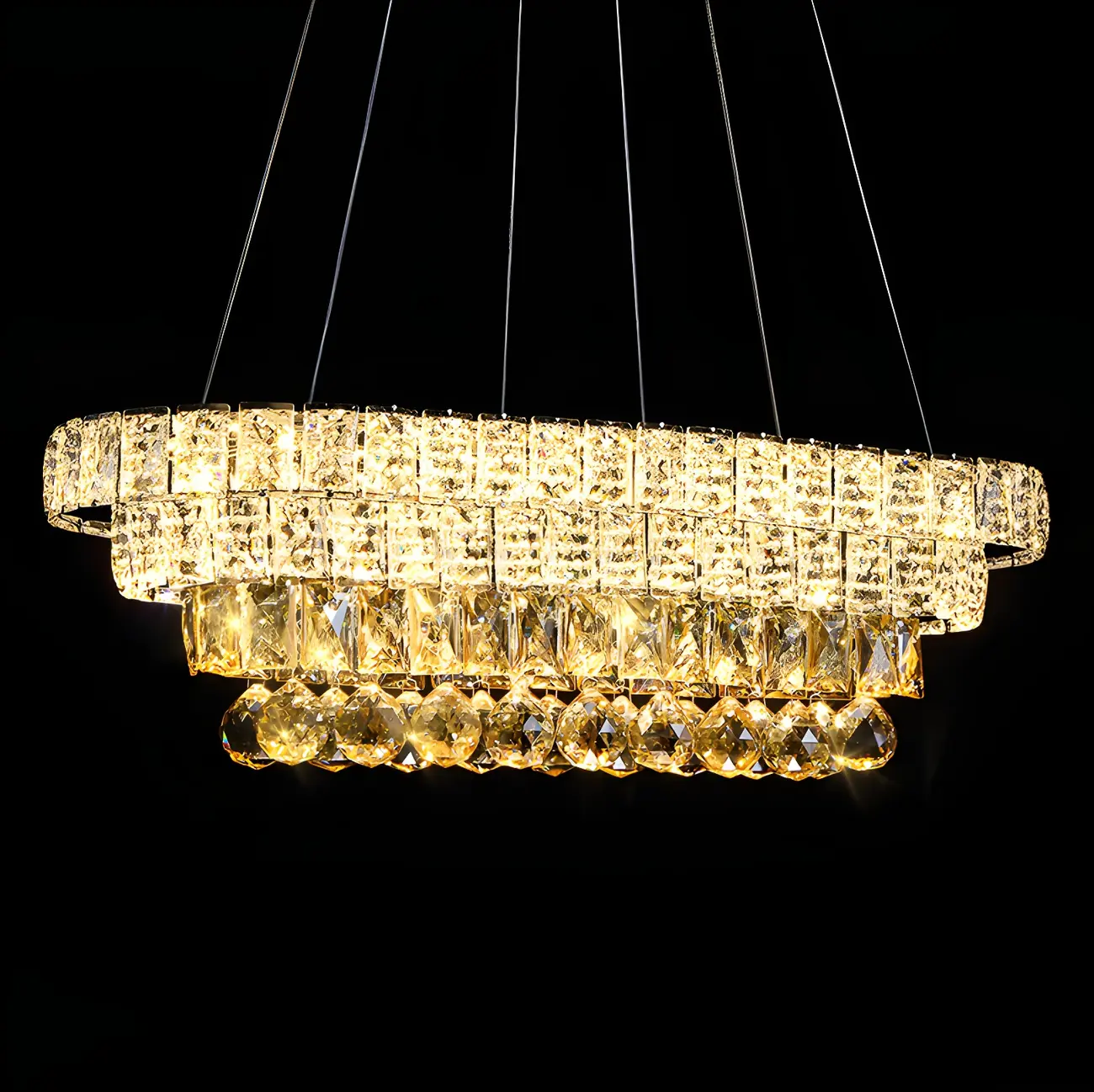 Elegant Gold/Silver Crystal Kitchen Island Pendant Light