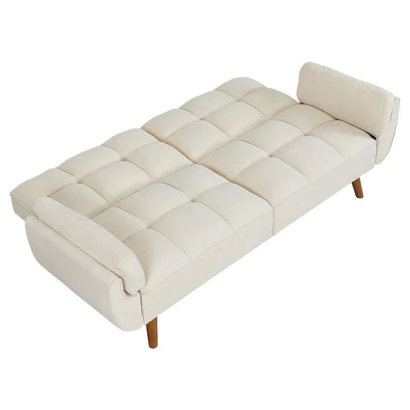 Linen Button-Tufted Loveseat Sofa, Beige/Grey/Black/Green/Yellow, Metal Legs, Seats 2