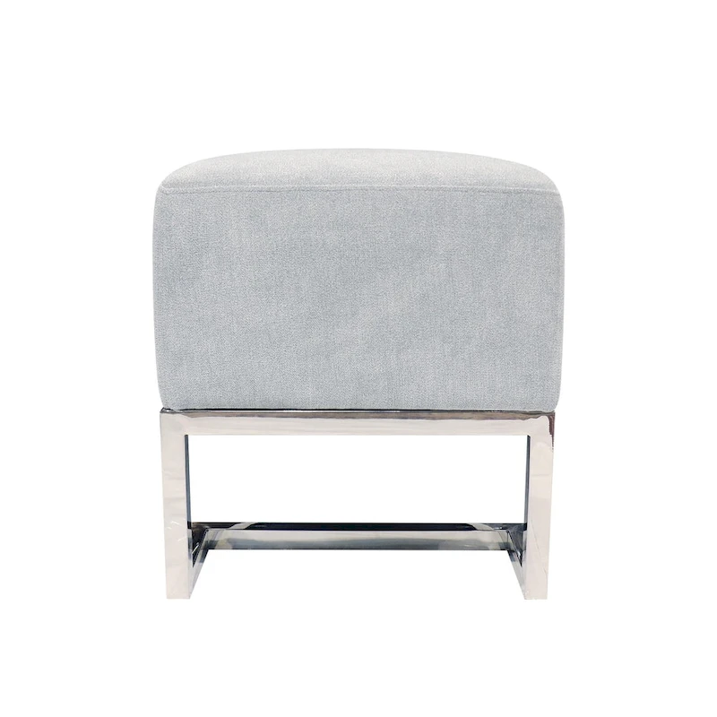 Pasargad Home Luxe Upholstered Stainless Steel Bench - W48xD16.5xH17.6