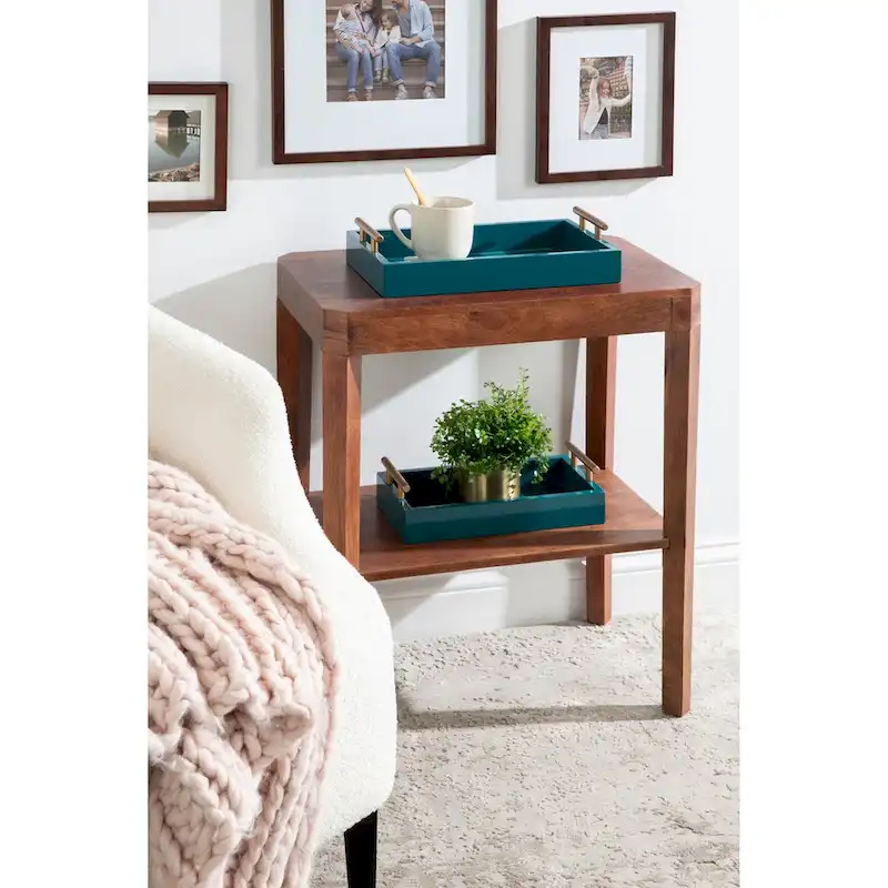 Kate and Laurel Lipton Rectangle Wood Tray Set - 2 Piece