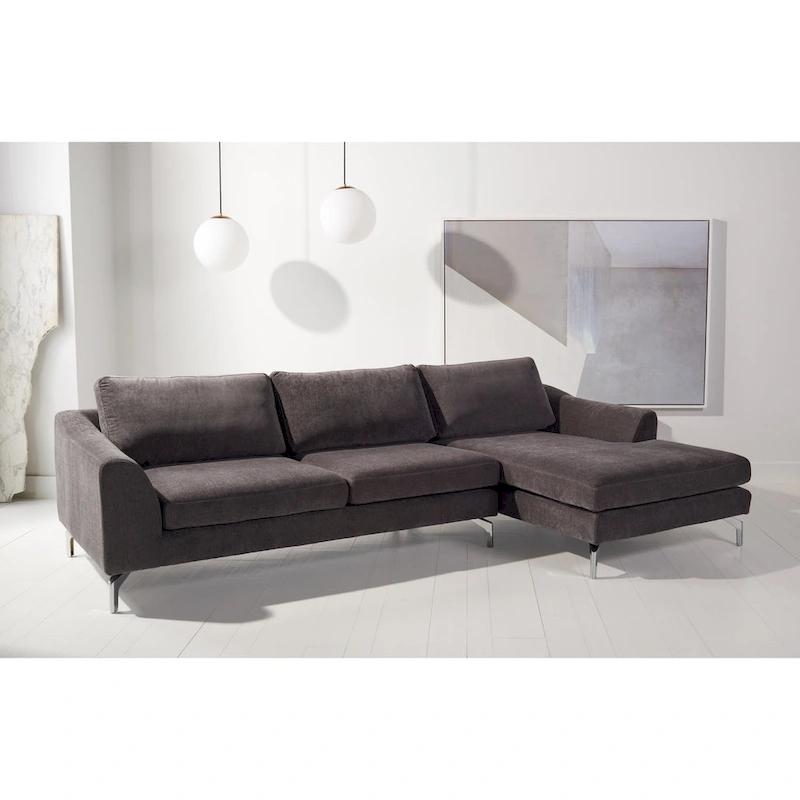 SAFAVIEH Couture Nicholsen Anthracite Grey Velvet Sofa