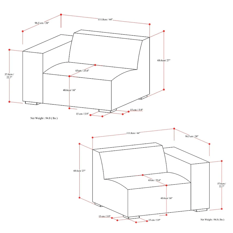 2-Seater Modular Sofa