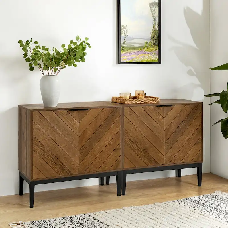 Jakob Modern 2 Doors Storage Cabinet Set with Adjustable Shelf Set of 2 By HOLALA HOME