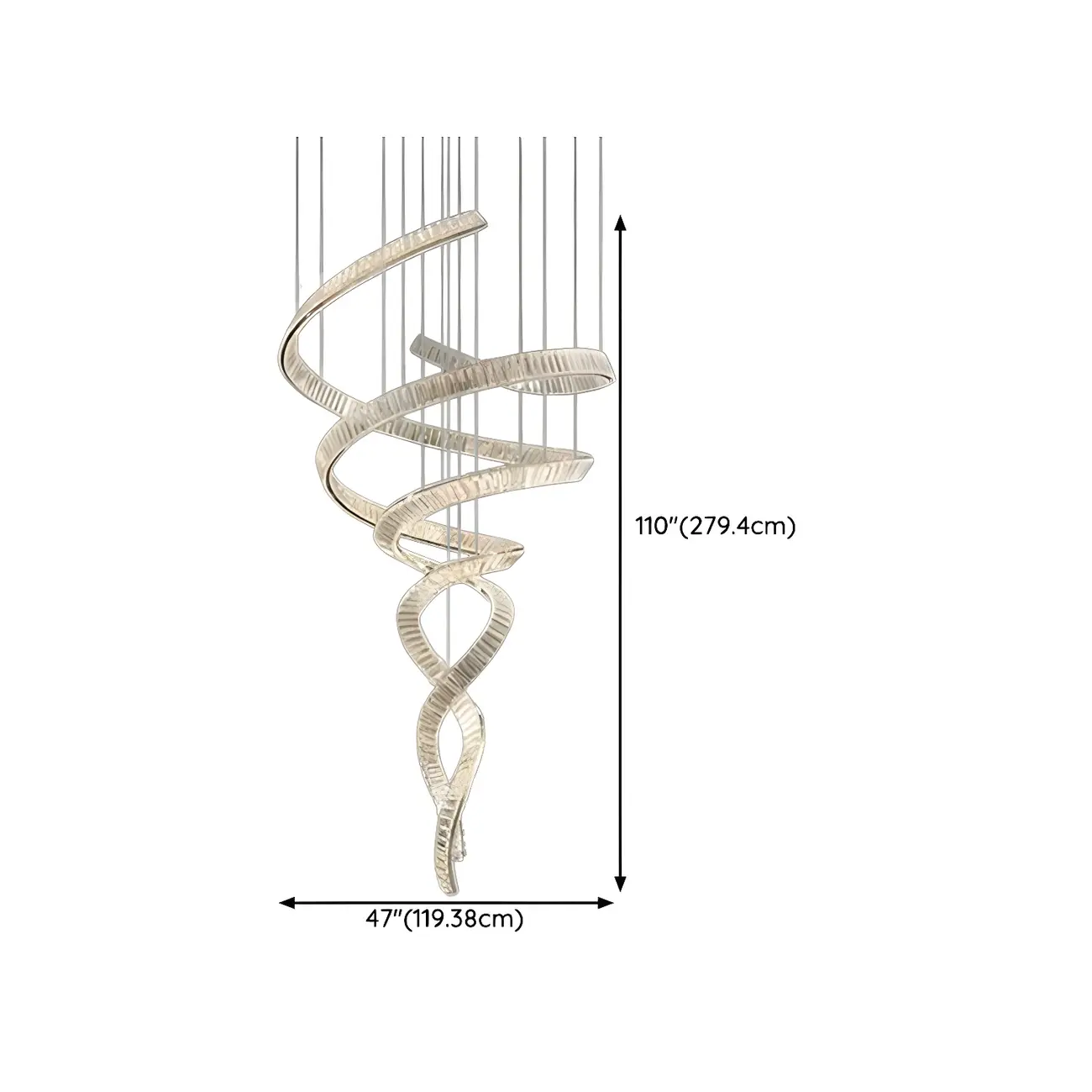 Modern Artistic Spiral Crystal Linear LED Chandelier Dimmable