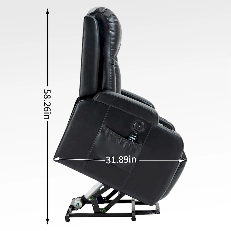 Black Power Lift Recliner with Massage, Heat & Heavy Duty Frame