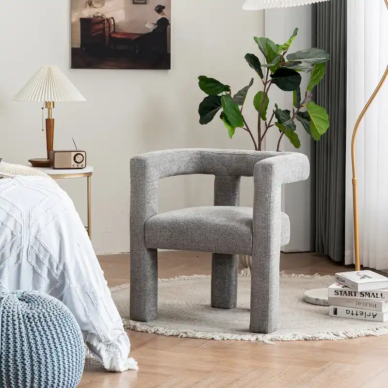 Set of 1 Chic design Barrel shaped Fabric Upholstered Accent Armchair