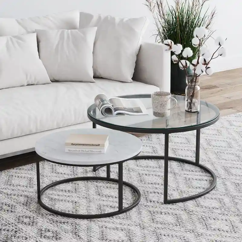 Nathan James Stella Round Nesting Coffee Table Set of 2