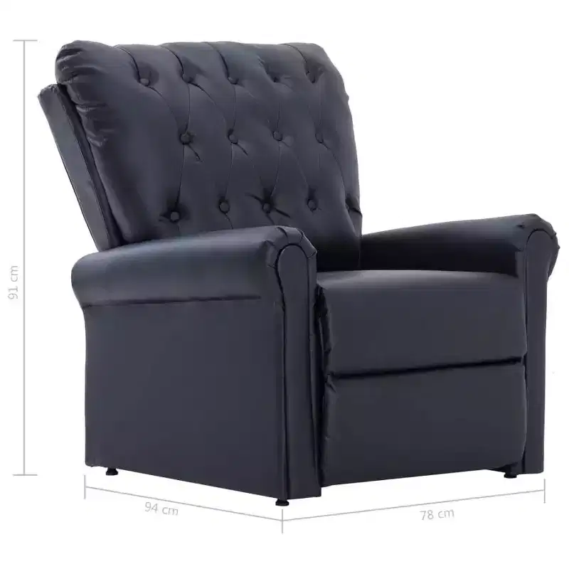 vidaXL Reclining Chair Black Faux Leather