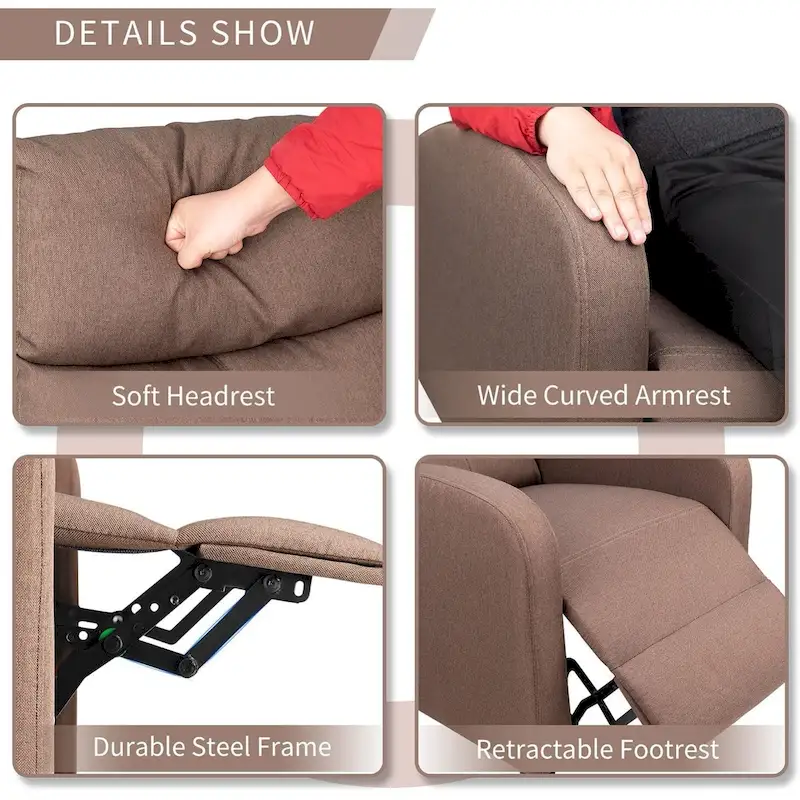 Fabric Recliner Chair Massage Recliner Sofa Chair Adjustable Reclining Chairs Home Theater Single Modern