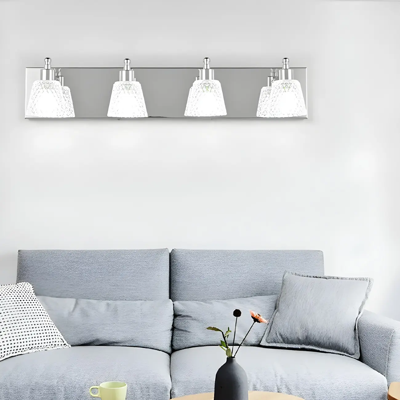 3-Light Modern Clear Glass Silver Bathroom Vanity Light