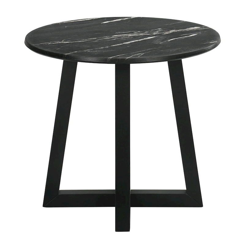 Enlow Black End Table with Marble-like Top