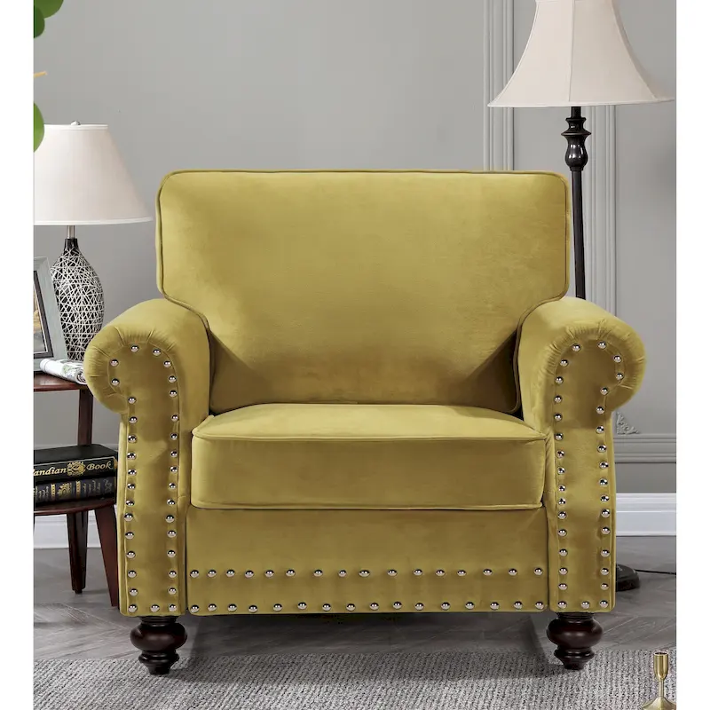Suffield Velvet Nailhead Armchair