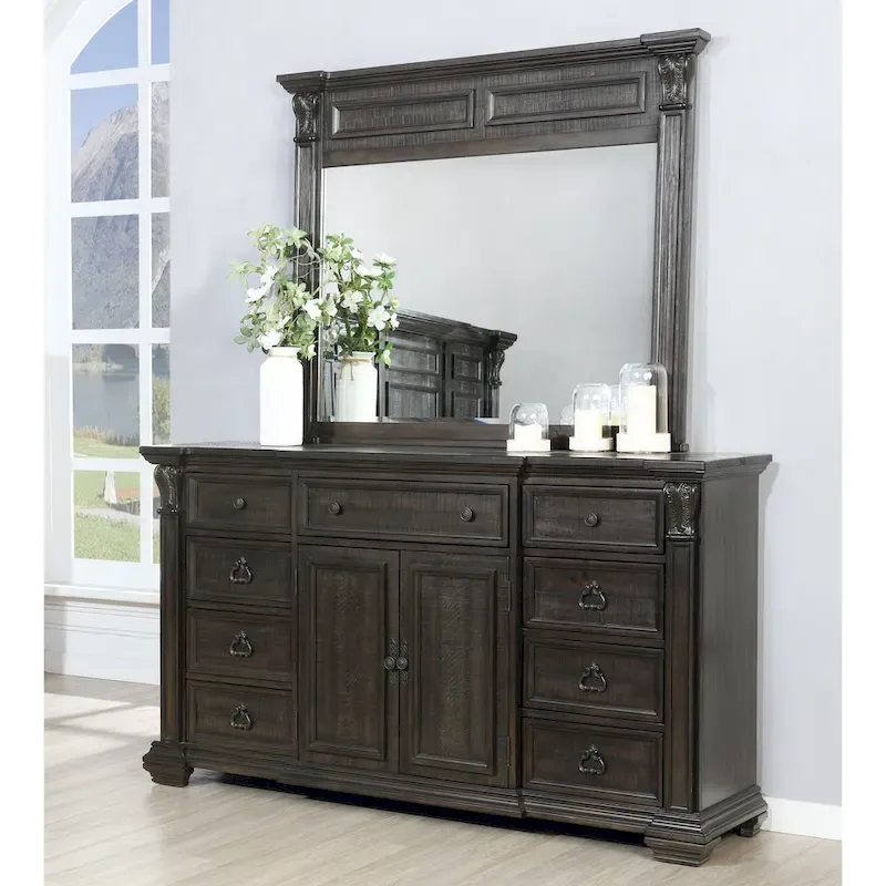 Roundhill Furniture Farson Distressed Dark Walnut Finish 4-piece Bedroom Set