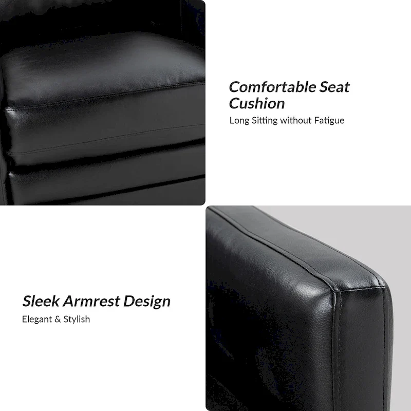 Terrance Transitional Swivel Faux Leather Barrel Accent Chair with Metal Base