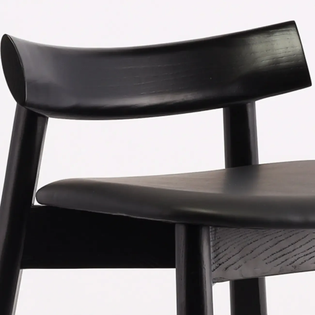 Modern Black Ash Upholstered Saddle Bar Stools