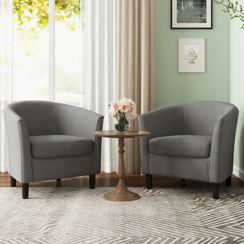 2 Set Modern Accent Chair Upholstered Barrel Chair