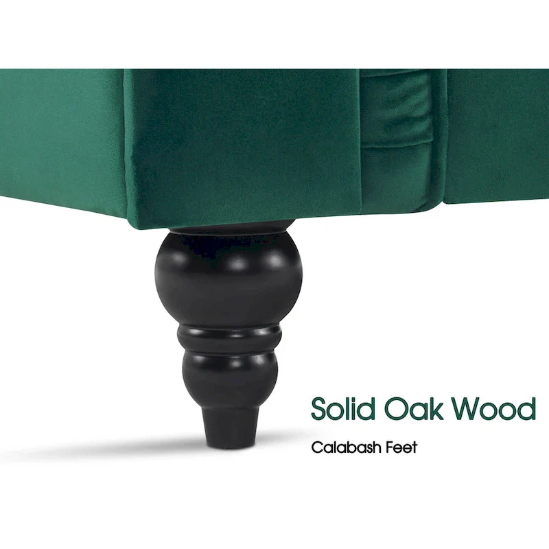 Modern Quilted Club Sofa with Oak Legs