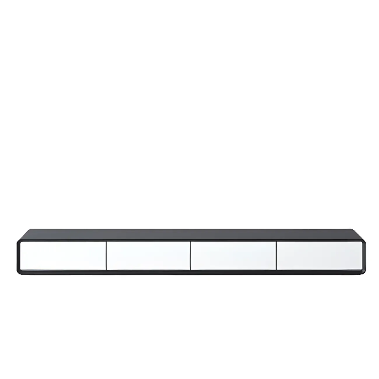 Walnut-Black Wood Drawers Floating Mount TV Stand Wall-Mounted