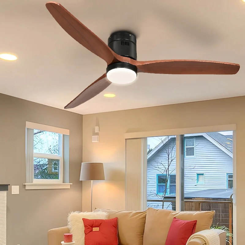 Moasis 52 Inch Flush Mount Ceiling Fan with Light and Remote Control,Low Profile Smart Ceiling Fan