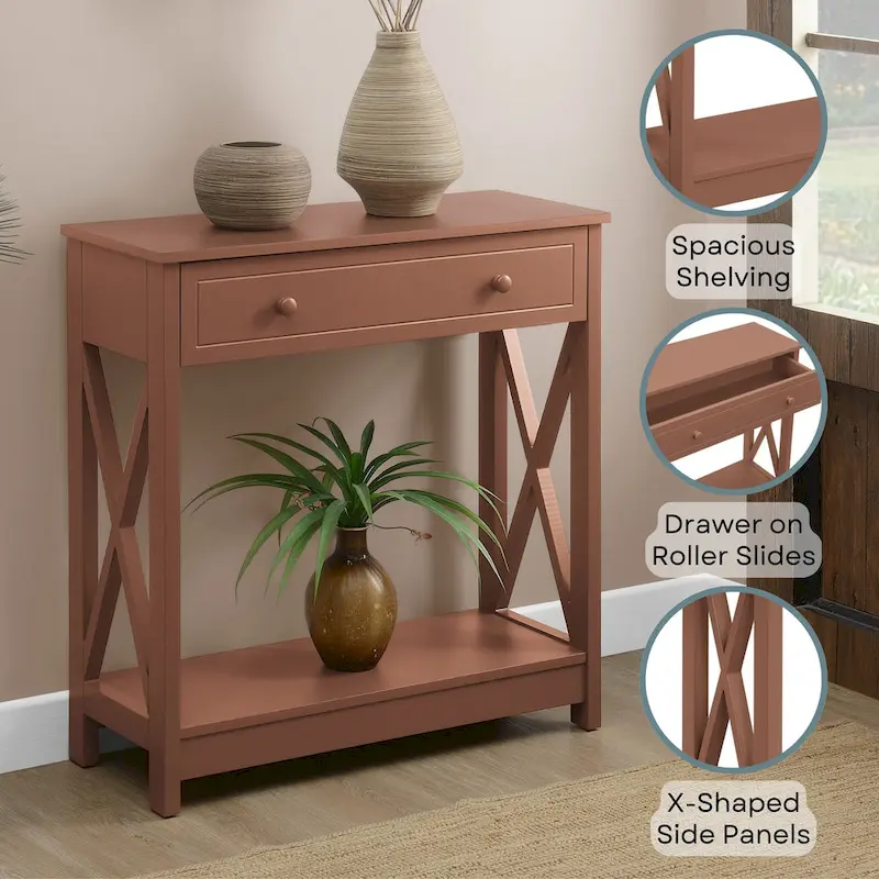 Convenience Concepts 1 Drawer Entryway Hall Table with Shelf