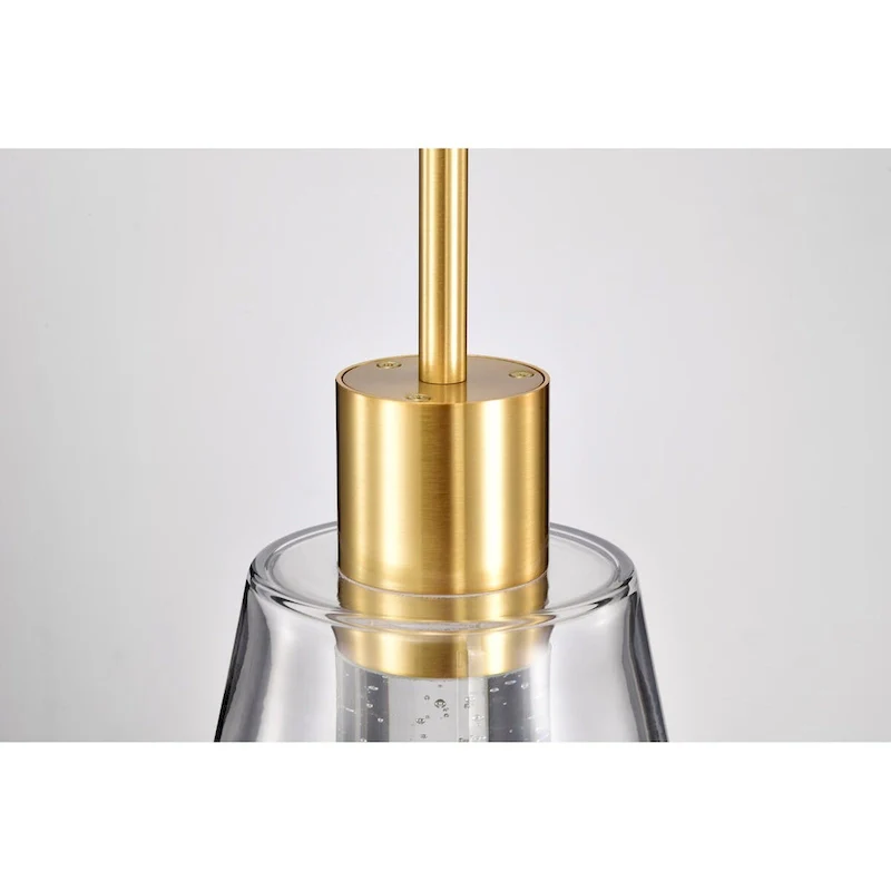 Aura 7 Inch LED Pendant Brushed Brass K9 Bubble Crystal 3000K CCT - Brushed Brass