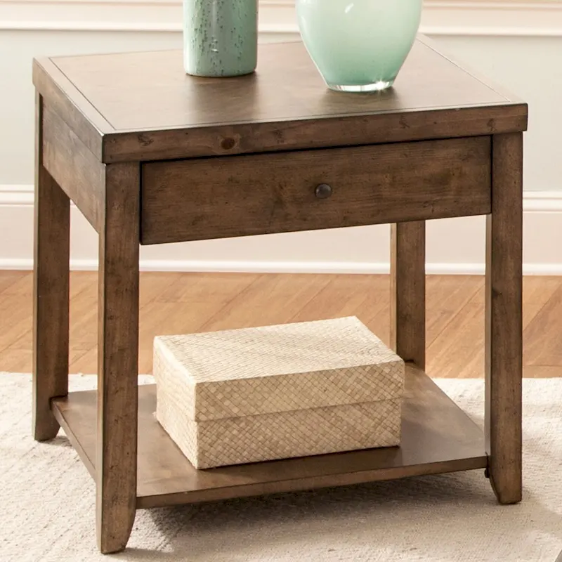 Mitchell Nutmeg Brown Cedar End Table for Living Room