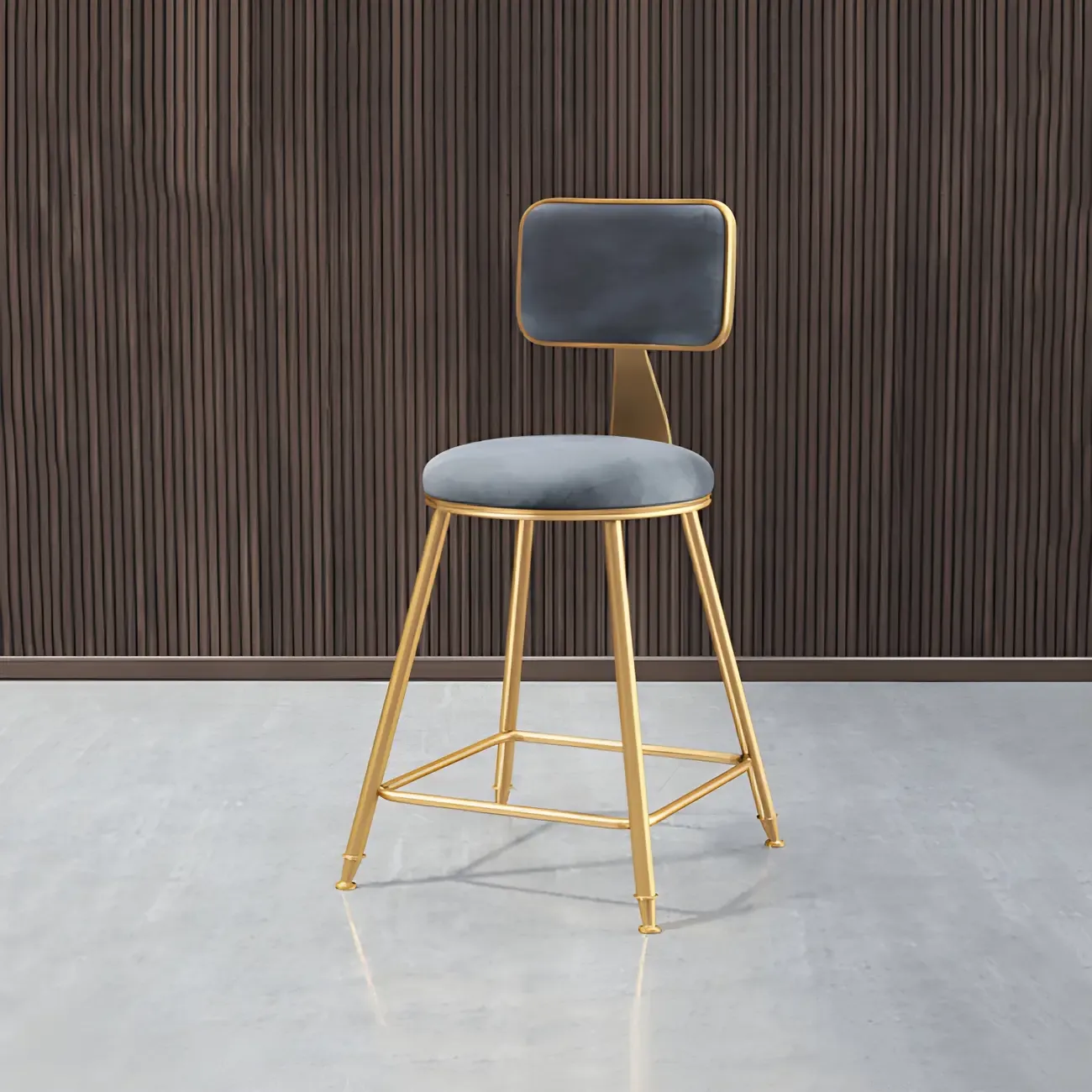 Round Velvet Upholstered Counter Bar Stools