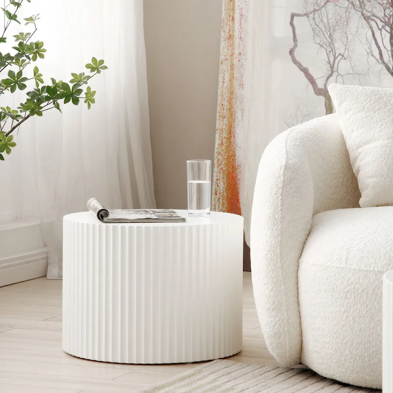 Modern Farmhouse Round Accent Nesting Side Coffee Table Set (Set of 2)